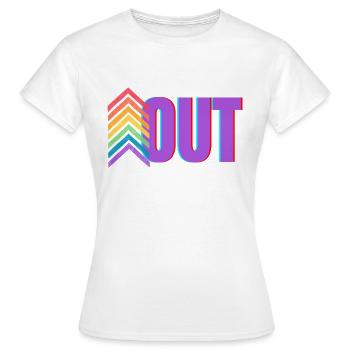 OUT RAINBOW PRIDE - Frauen T-Shirt - Weiß - Vorne - AI Model Female 172 dark (172cm)