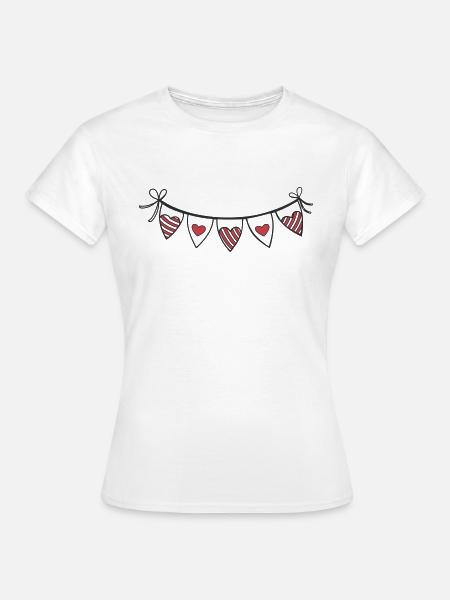 Herzgirlande Herzen - Frauen T-Shirt - Weiß