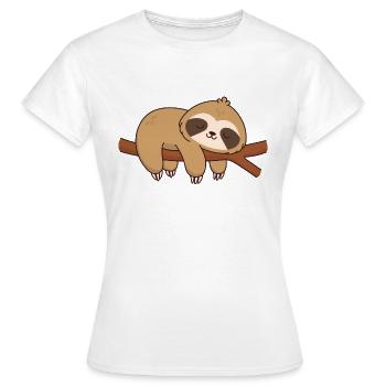 Faultier schlafen Ast müde Müdigkeit faul ausruhen - Frauen T-Shirt - Weiß - Vorne - AI Model Female 172 dark (172cm)