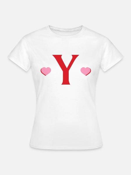 Buchstabe und rote Herzen - Frauen T-Shirt - Weiß