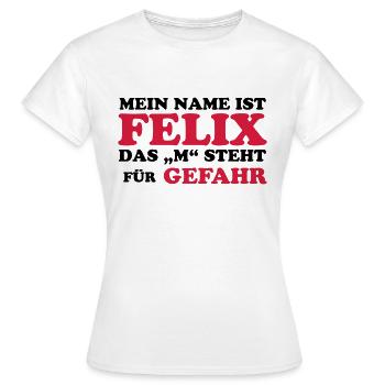 Felix risque "M" - T-shirt Femme - blanc - Devant - AI Model Female 172 dark (172cm)