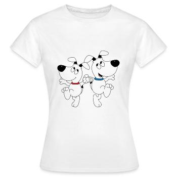 HUND - DOGS - TANZEN - DANCING - TIER - FUN - Frauen T-Shirt - Weiß - Vorne - AI Model Female 172 dark (172cm)