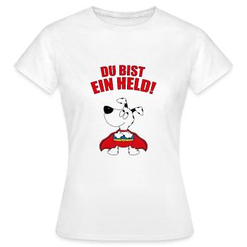 DU BIST EIN HELD! - HUND - SUPERHELD - TIERISCH - Frauen T-Shirt - Weiß - Vorne - AI Model Female 172 dark (172cm)