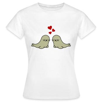seehunde verliebt - Frauen T-Shirt - Weiß - Vorne - AI Model Female 172 dark (172cm)