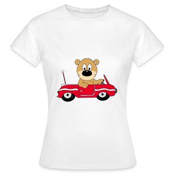 TEDDY - TEDDYBÄR - AUTO - TIER - KIND - BABY - Frauen T-Shirt - Weiß - Vorne - AI Model Female 172 dark (172cm)