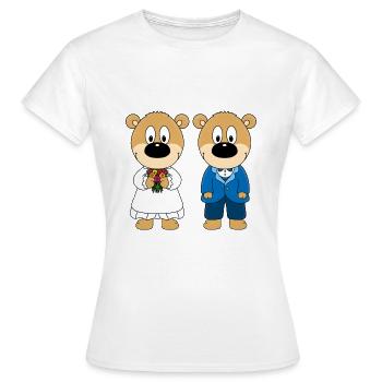 HOCHZEIT - HEIRATEN - LIEBE - BRAUTPAAR - TEDDYS - Frauen T-Shirt - Weiß - Vorne - AI Model Female 172 dark (172cm)