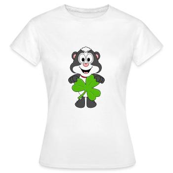 STINKTIER - SKUNK - KLEEBLATT - SHAMROCK - Frauen T-Shirt - Weiß - Vorne - AI Model Female 172 dark (172cm)