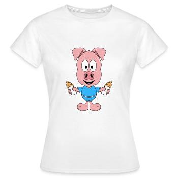 SCHWEIN - FLÄSCHCHEN - BABY - NACHWUCHS - TIERISCH - Frauen T-Shirt - Weiß - Vorne - AI Model Female 172 dark (172cm)