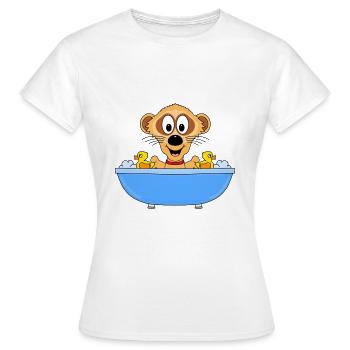 ERDMÄNNCHEN - BADEWANNE - BADEENTEN - BADEN - Frauen T-Shirt - Weiß - Vorne - AI Model Female 172 dark (172cm)