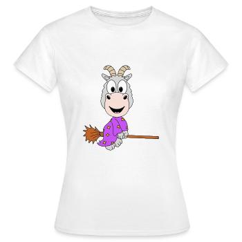 ZIEGE - HEXE - HEXENBESEN - TIER - KIND - BABY - Frauen T-Shirt - Weiß - Vorne - AI Model Female 172 dark (172cm)