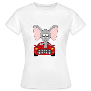 ELEFANT - AUTO - AUTOMOBIL - AUTOFAHRER - TIER - Frauen T-Shirt - Weiß - Vorne - AI Model Female 172 dark (172cm)