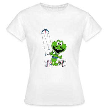 KROKODIL - KITESURFER - KITE - KITEN - KITER - Frauen T-Shirt - Weiß - Vorne - AI Model Female 172 dark (172cm)