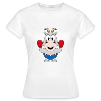 BOXER - ZIEGE - BOXEN - SPORT - TIERISCH - Frauen T-Shirt - Weiß - Vorne - AI Model Female 172 dark (172cm)