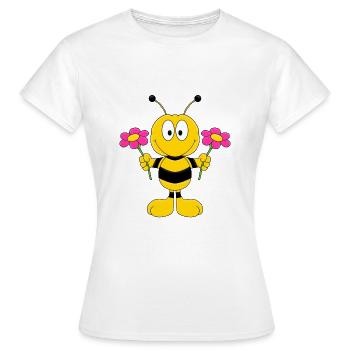 BIENE - BLUMEN - BIENCHEN MIT BLÜMCHEN - Frauen T-Shirt - Weiß - Vorne - AI Model Female 172 dark (172cm)