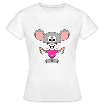 MAUS - BABY - FLÄSCHCHEN - GEBURT - KIND - TIER - Frauen T-Shirt - Weiß - Vorne - AI Model Female 172 dark (172cm)