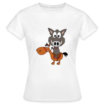 WILDSCHWEIN - PFERD - REITEN - TIERISCH - Frauen T-Shirt - Weiß - Vorne - AI Model Female 172 dark (172cm)