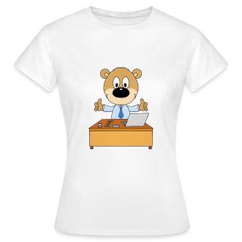 TEDDY - ARBEIT - BÜRO - SCHREIBTISCH - JOB - BERUF - Frauen T-Shirt - Weiß - Vorne - AI Model Female 172 dark (172cm)