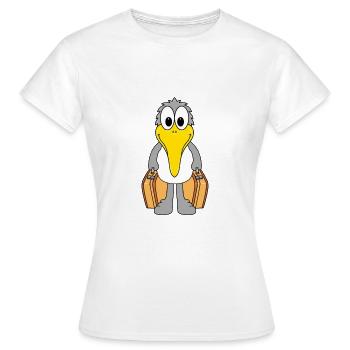 MÖWE - KOFFER - REISE - URLAUB - AUSWANDERER - Frauen T-Shirt - Weiß - Vorne - AI Model Female 172 dark (172cm)