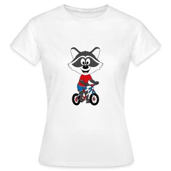 FAHRRADFAHRER - WASCHBÄR - TIERISCH - FAHRRAD - Frauen T-Shirt - Weiß - Vorne - AI Model Female 172 dark (172cm)