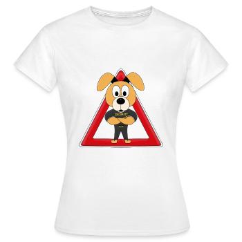 ACHTUNG WACHHUND - HUND - SECURITY - TIERISCH - Frauen T-Shirt - Weiß - Vorne - AI Model Female 172 dark (172cm)