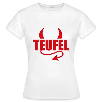 TEUFEL - HÖLLE - TEUFLISCH - TEUFELCHEN - Frauen T-Shirt - Weiß - Vorne - AI Model Female 172 dark (172cm)