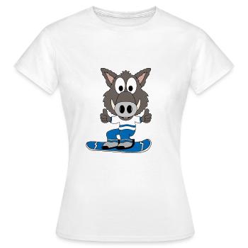 WILDSCHWEIN - SNOWBOARD - PISTENSAU - SPORT - Frauen T-Shirt - Weiß - Vorne - AI Model Female 172 dark (172cm)