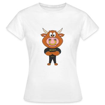 BULLE - RIND - STIER - KUH - SECURITY - TÜRSTEHER - Frauen T-Shirt - Weiß - Vorne - AI Model Female 172 dark (172cm)