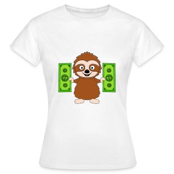 FAULTIER - GELD - TIER - TIERISCH - Frauen T-Shirt - Weiß - Vorne - AI Model Female 172 dark (172cm)