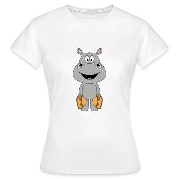 NILPFERD - KOFFER - REISE - URLAUB - AUSWANDERER - Frauen T-Shirt - Weiß - Vorne - AI Model Female 172 dark (172cm)