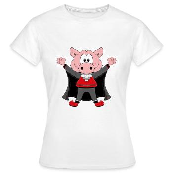 SCHWEIN - DRACULA - VAMPIR - HALLOWEEN - Frauen T-Shirt - Weiß - Vorne - AI Model Female 172 dark (172cm)