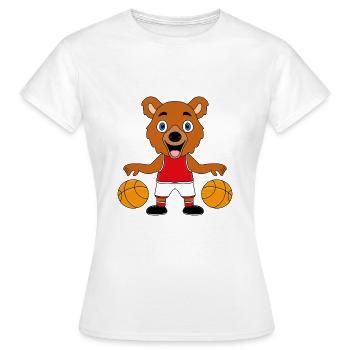 TEDDY - BÄR - TEDDYBÄR - BASKETBALL - SPORT - Frauen T-Shirt - Weiß - Vorne - AI Model Female 172 dark (172cm)