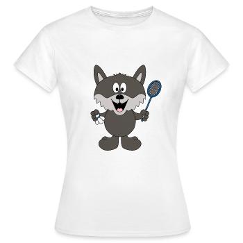 WOLF - FEDERBALL - BADMINTON - SPORT - TIER - Frauen T-Shirt - Weiß - Vorne - AI Model Female 172 dark (172cm)