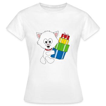 KATZE - GESCHENKE - WEIHNACHTEN - TIER - TIERISCH - Frauen T-Shirt - Weiß - Vorne - AI Model Female 172 dark (172cm)