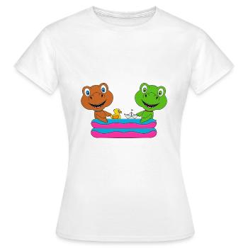 DINOSAURIER - DINOS - PLANSCHBECKEN - POOL - Frauen T-Shirt - Weiß - Vorne - AI Model Female 172 dark (172cm)