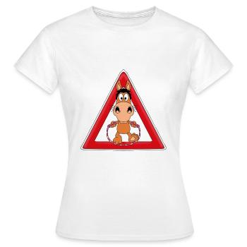 ACHTUNG SPRINGPFERD - SPRINGREITEN - PFERD - SPORT - Frauen T-Shirt - Weiß - Vorne - AI Model Female 172 dark (172cm)