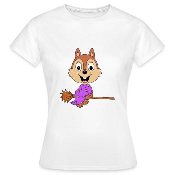EICHHÖRNCHEN - HEXE - HEXENBESEN - TIER - Frauen T-Shirt - Weiß - Vorne - AI Model Female 172 dark (172cm)