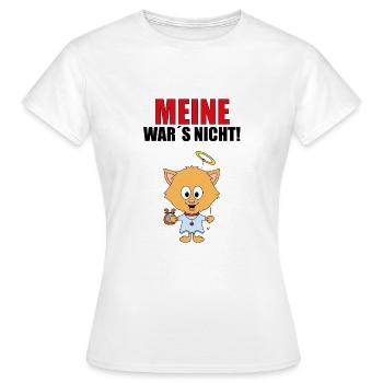 MEINE WAR´S NICHT - KATZE - ENGEL - KÄTZCHEN - Frauen T-Shirt - Weiß - Vorne - AI Model Female 172 dark (172cm)