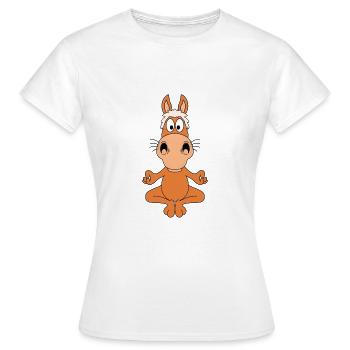 PERD - PONY - YOGA - PILATES - TIER - TIERISCH - Frauen T-Shirt - Weiß - Vorne - AI Model Female 172 dark (172cm)