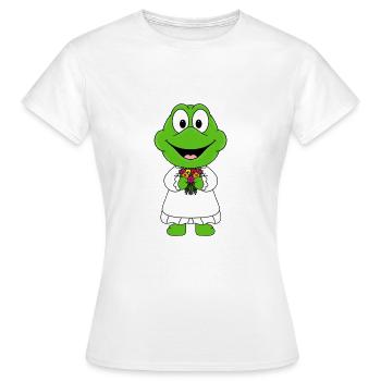 BRAUT - HOCHZEIT - HEIRATEN - FROSCH - KRÖTE - Frauen T-Shirt - Weiß - Vorne - AI Model Female 172 dark (172cm)