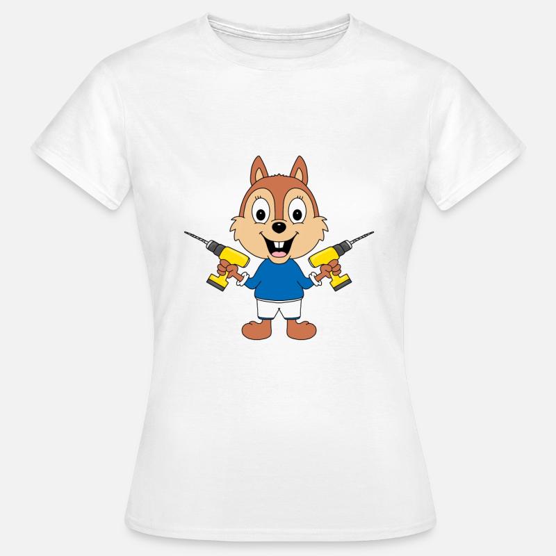 BOHRER - EICHHÖRNCHEN - HANDWERKER - Frauen T-Shirt - Weiß