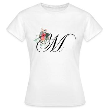 Lettre m fleuris - T-shirt Femme - blanc - Devant - AI Model Female 172 dark (172cm)