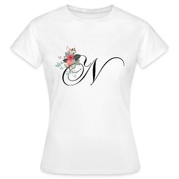 Lettre n fleuris - T-shirt Femme - blanc - Devant - AI Model Female 172 dark (172cm)