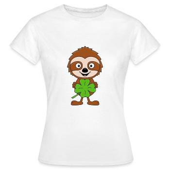 KLEEBLATT - FAULTIER - TIER - KIND - BABY - GLÜCK - Frauen T-Shirt - Weiß - Vorne - AI Model Female 172 dark (172cm)