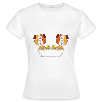 MEERSCHWEINCHEN - BADEWANNE - BADEN - TIERE - Frauen T-Shirt - Weiß - Vorne - AI Model Female 172 dark (172cm)