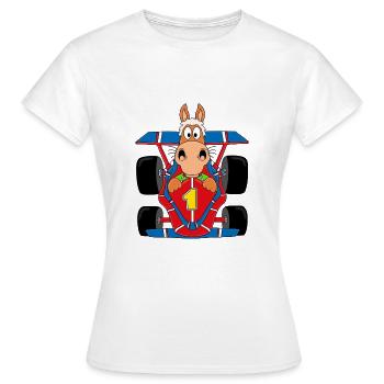 RENNWAGEN - AUTO - PFERD - PONY - AUTORENNEN - Frauen T-Shirt - Weiß - Vorne - AI Model Female 172 dark (172cm)