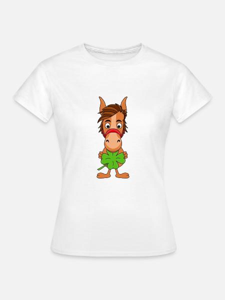 KLEEBLATT - PFERD - PONY - GLÜCKSBRINGER - TIER - Frauen T-Shirt - Weiß