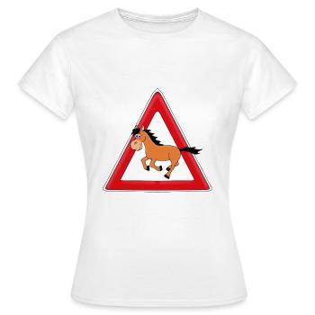 ACHTUNG PFERD - Frauen T-Shirt - Weiß - Vorne - AI Model Female 172 dark (172cm)