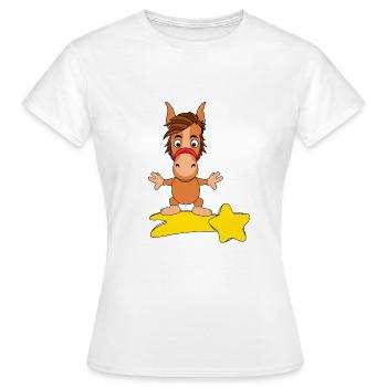 STERNSCHNUPPE - PFERD - Frauen T-Shirt - Weiß - Vorne - AI Model Female 172 dark (172cm)