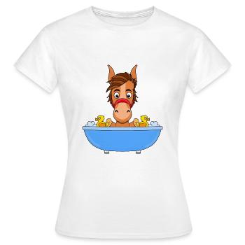 PFERD - PONY - BADEWANNE - Frauen T-Shirt - Weiß - Vorne - AI Model Female 172 dark (172cm)