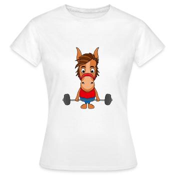 GEWICHTHEBER - PFERD - Frauen T-Shirt - Weiß - Vorne - AI Model Female 172 dark (172cm)